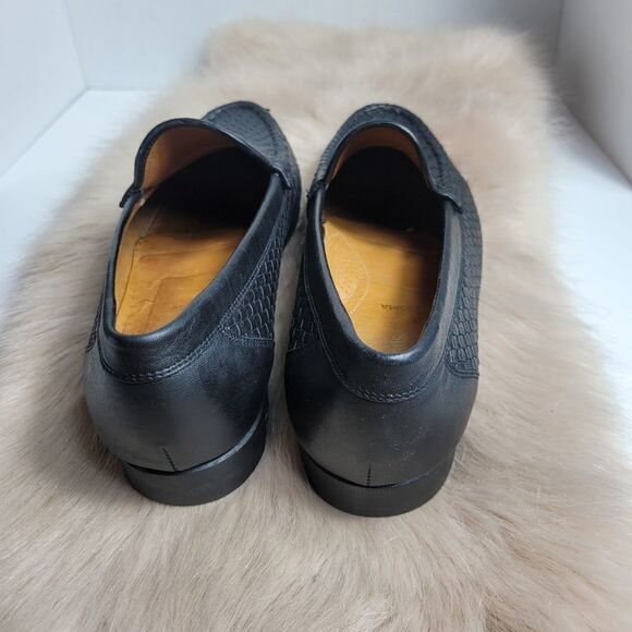 Allen Edmonds Roma Woven Black Leather Loafer Shoes - Picture 3 of 6